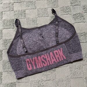 Gymshark Women's Charcoal and Pink Workout Top